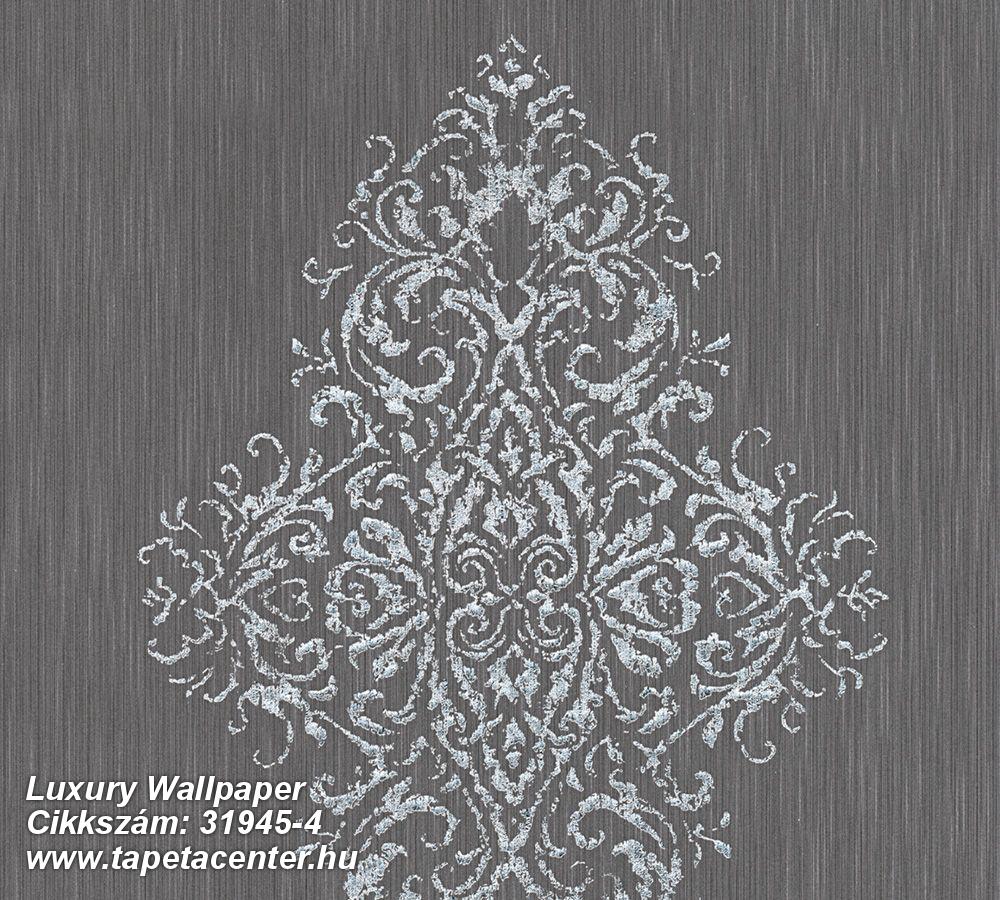 Barokk-klasszikus,valódi textil,ezüst,szürke,gyengén mosható,vlies tapéta 